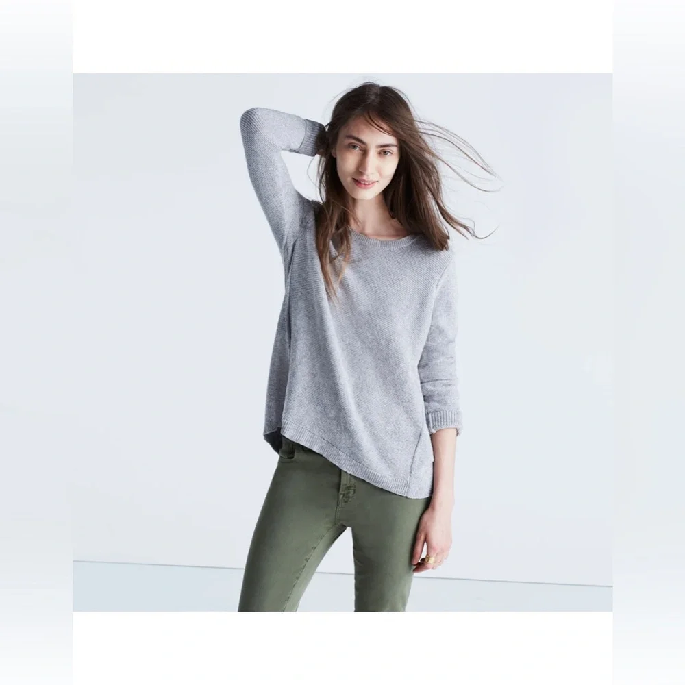 MADEWELL Riverside Texture Sweater in Marled Stone Size Large